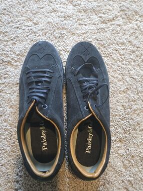 Paisley & Gray Men's Black Suede Wingtip Slip-On Sneakers with Tan Trim